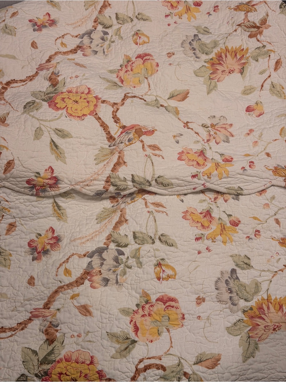 Floral Quilted pillowcases (2) in Cream and Yellow - Classic Home Bedding